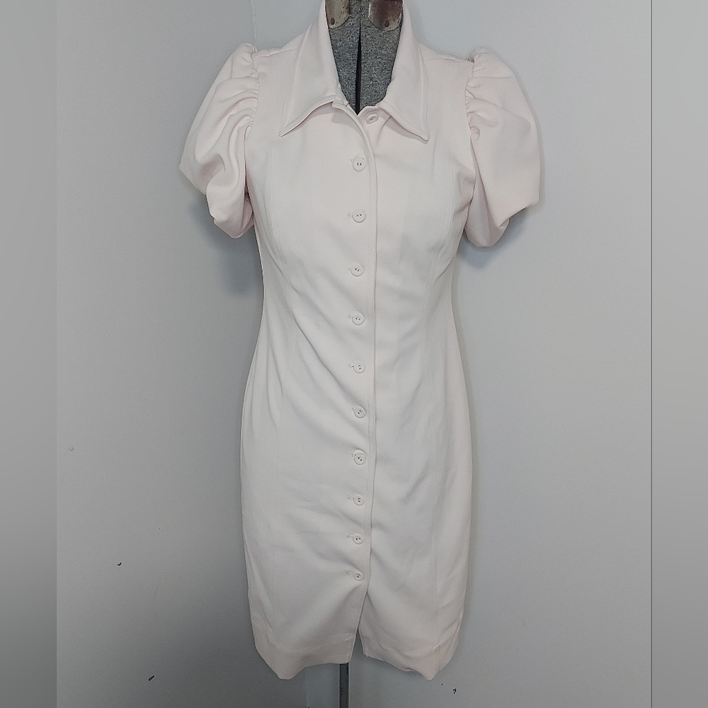 Womans puff-sleeve button dress shirt pink size 6 Calvin klien
